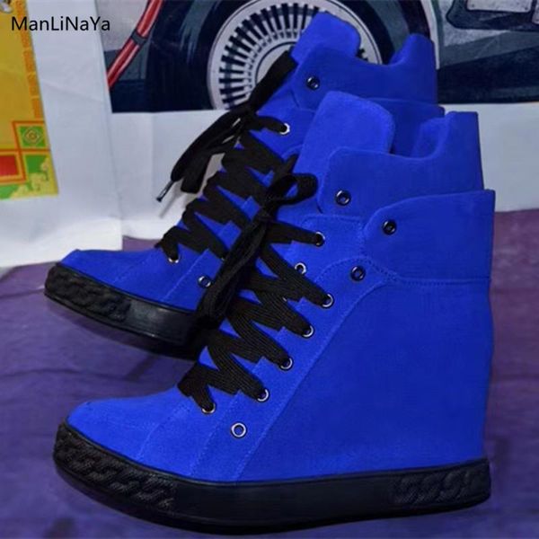 

2020 cross-tied women ankle boots round toe genuine leather suede women sport shoes lace-up height increasing ankle ladies boots, Black
