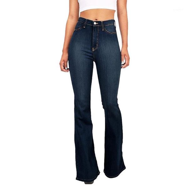

women's flared skinny denim pocket button fashion high waist jeans new pocket button casual boot cut pant jeans wide leg pants1, Blue