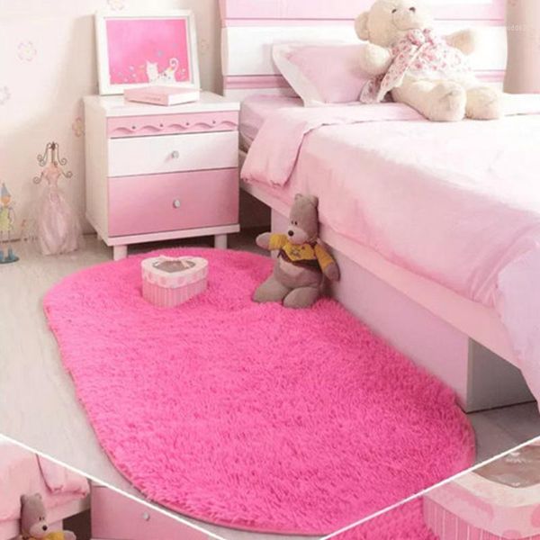 

40*60cm plush rug mat magic slip-resistant pad bedroom oval carpet floor mats floor door mat drop shipping1