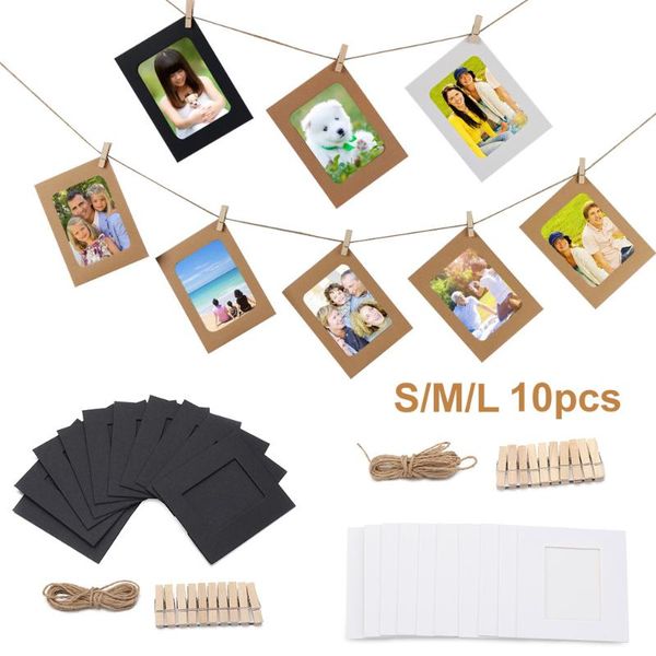 

10pcs paper p flim diy wall picture hanging frame +rope+clips set practical items for your daily life fashion