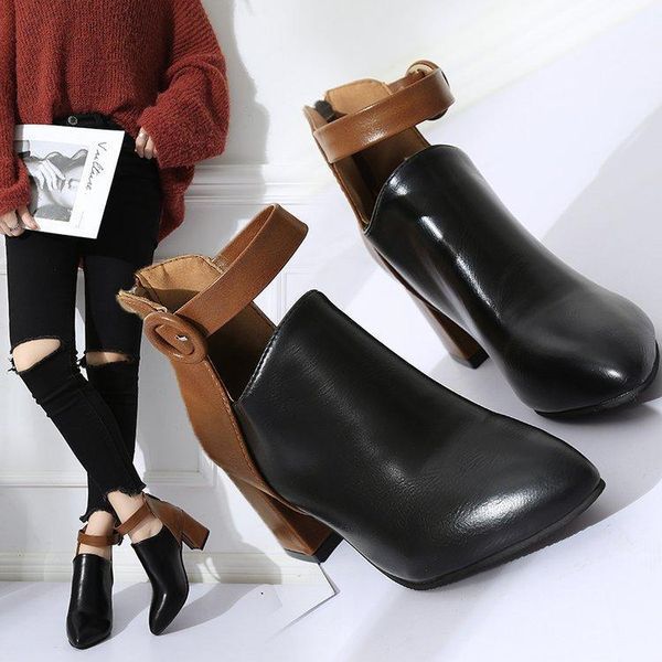 

2021 autumn winter new snow boots ladies pointed toe high-heeled women's boots women shoes1, Black