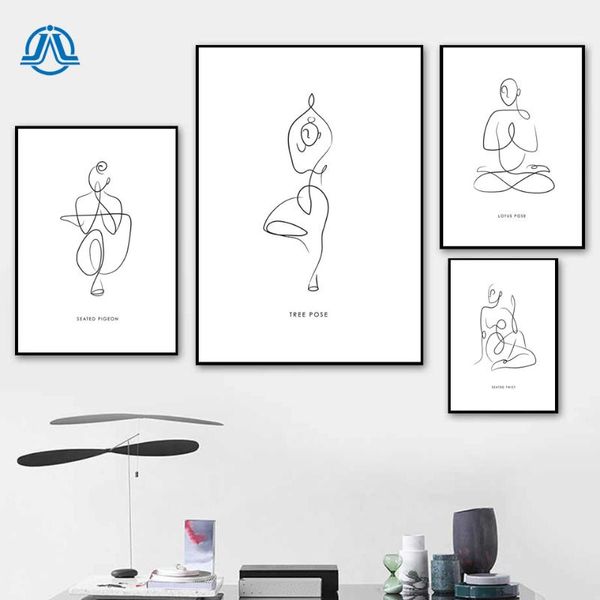 

minimalism lady body line drawing art canvas painting yoga women abstract posters and prints modern home wall art decoration
