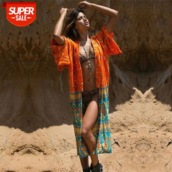 

new arrivals beach cover up chiffon print long swimwear robe de plage swimsuit cover ups ethnic beachwear saida de praia #q207 #ql9d, White;black