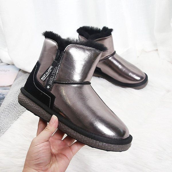 

2020 зимняя женщины моды snow boots скольжения на платформе сапоги коренастый голеностопного мягкая женщина плюшевые обувь удобная проложенн, Black
