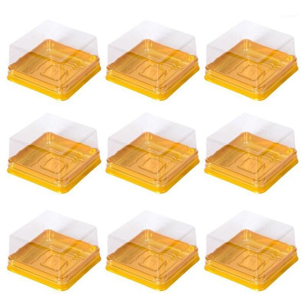

gift wrap 50pcs plastic square moon cake boxes egg-yolk puff container golden packing box (large)1