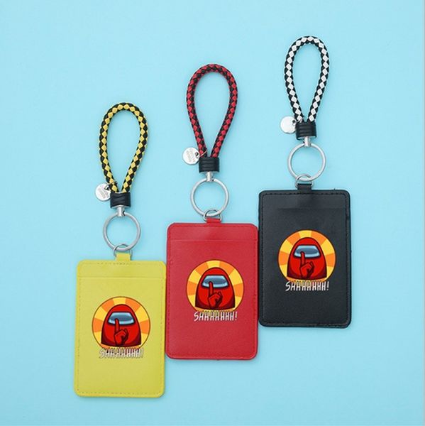 

among us card holder game anime slot pocket pu leather wallets lanyard wristlet holders for student bus id credit card holder e121711