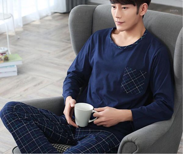 

2017fashion men shipping cloth 100%cotton o-neck collar long sleeve blue coat and blue pants comfortable 1, Black;brown