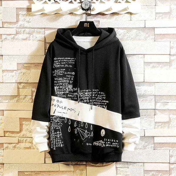 

2021 spring autumn print skateboard casual new men hip hop hoodies sweatshirts streetwear one piece brand black white 6thh