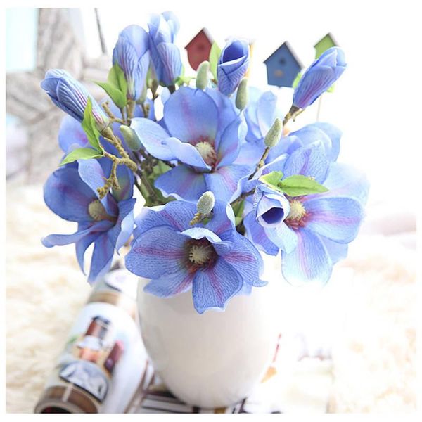 

decorative flowers & wreaths e5 high cost-effective fashion 2021 artificial fake leaf magnolia floral wedding bouquet party home decor