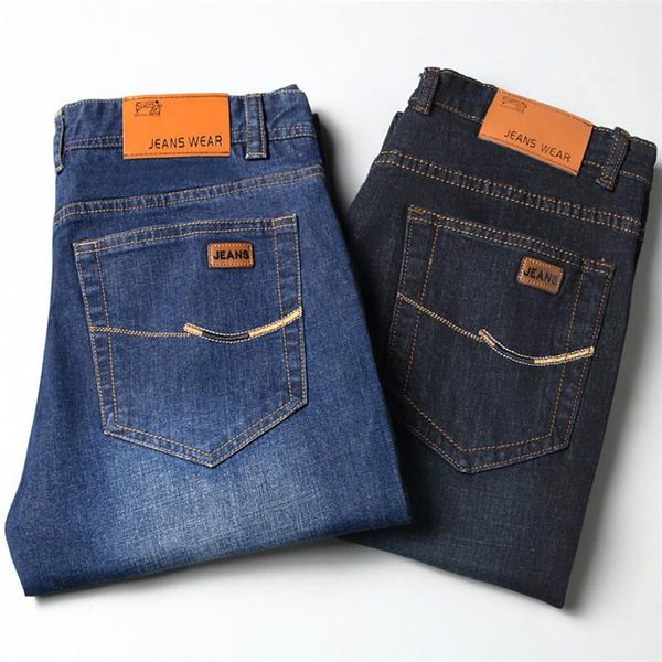 

2020 new summer spring men jeans denim mens stretch slim fit straight plus size 38 40 men embroidered blue black jeans pants