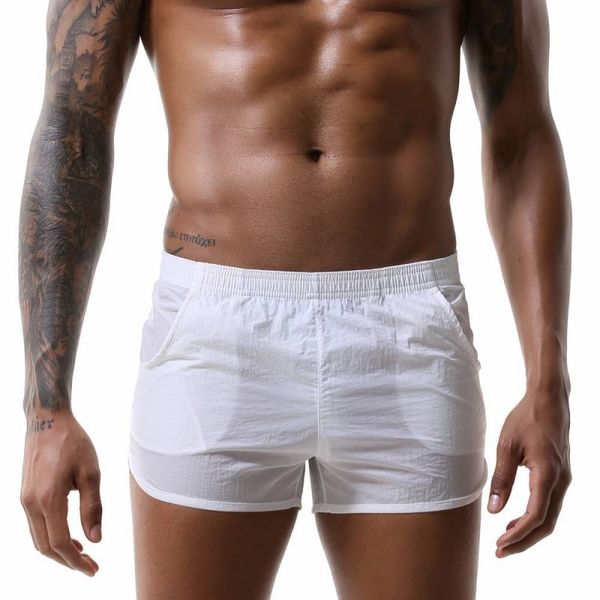 

men's casual 2020 new solid household sleep bottom boxer man sweat trunks beach bodybuilding shorts, White;black