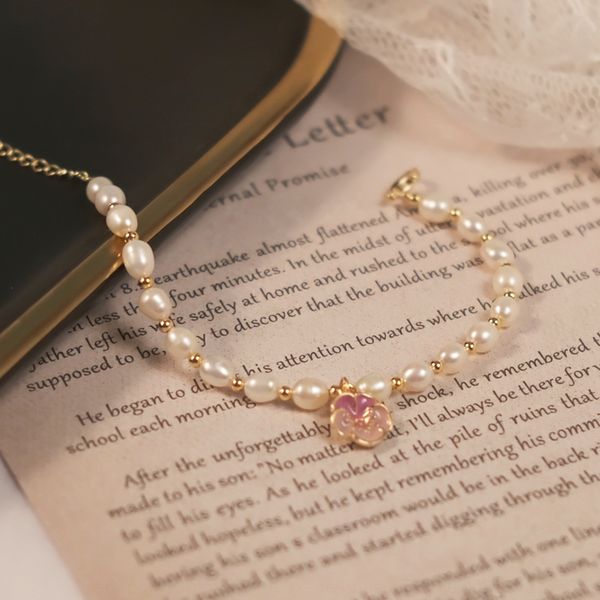 

euhmd south korea's new natural pearl natural designer gold braceletbracelet pearl sweet peach with minority plated blossom 18k gold br, Golden;silver