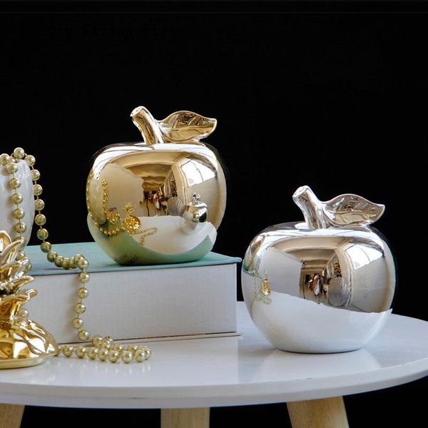 

decorative objects & figurines light luxury gold mirror nordic style home ceramic gold-plated fruit apple living room bedroom tv cabinet por