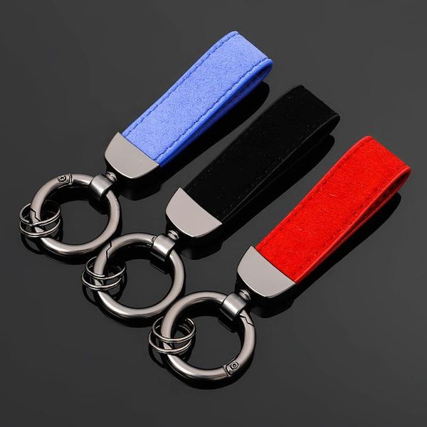 

three-color leather key chain high-grade pu leather car keychains 360 degree rotating horseshoe buckle jewelry keychain holder g, Silver