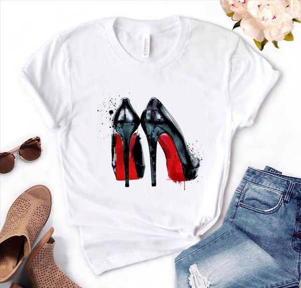 

high hell shoes print women tshirt cotton casual funny t shirt gift for lady yong girl tee pm 76, White