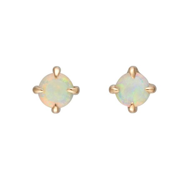 

februaryfrost brand small round white fire opal stud earrings for women gold filled cute korean earrings 2019 fashion jewelry wedding earing, Golden;silver