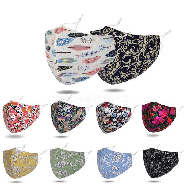 

flower fashion reusable anti-dust face masks mouth protective breathable earloop washable cotton designer masks