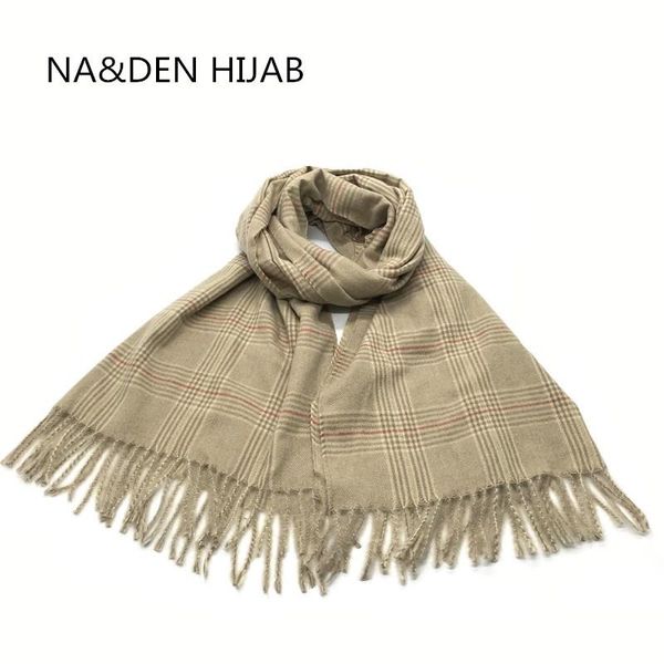 

scarves 7 pcs warm hi-q luxurious fashion cashmere-like plaid solid plain check tassels women muslim hijabs shawls bandana wraps, Blue;gray