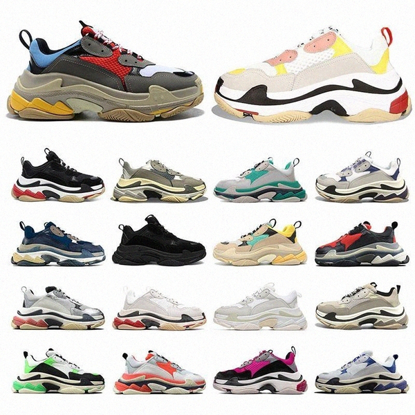 

2021 triple s fashion men women dad shoes tripler bigsized sneaker platform sole retro scarpe womens mens zapatillas 36-45 00ty#, Black
