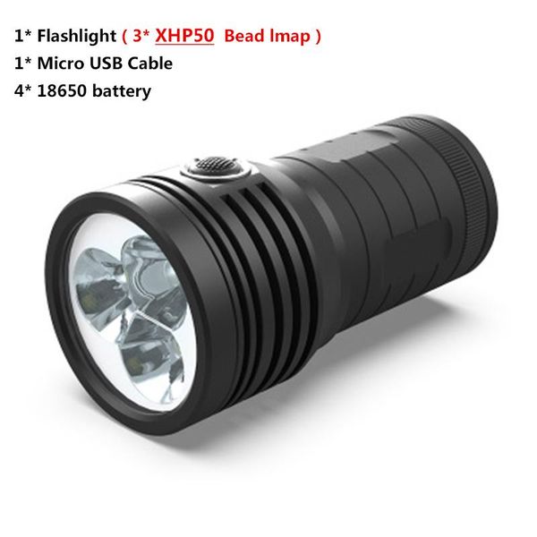 

3pcs xhp90.2 super powerful led tactical flashlight 3 mode torch usb rechargeable 18650 battery lamp ultra bright linterna black bbyuwc