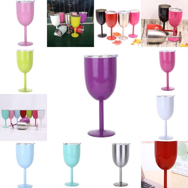 

cups party stainless colored tumber 9 colors 10oz glass double wall insulated metal goblet with lid tumbler wine mugs 5 ncv76