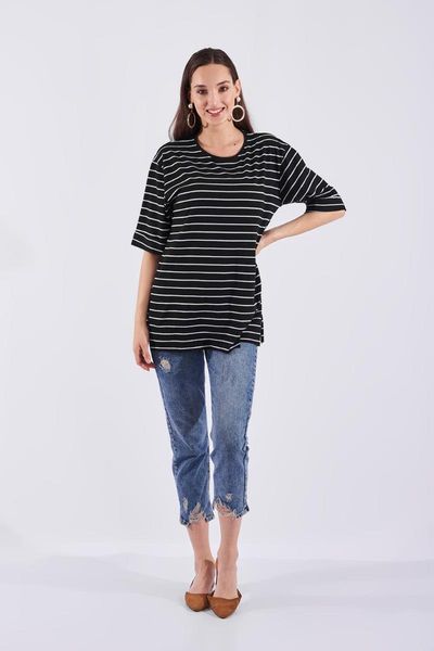 

white black striped oversize women's t-shirt