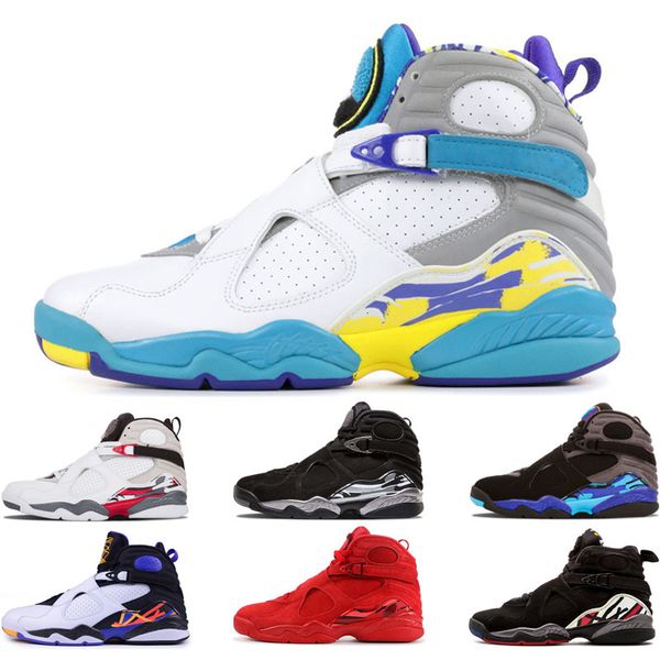 

2021 8s aqua white men basketball shoes chrome countdown pack playoff three peat valentines day mens sports sneaker shoes 40-47, White;red