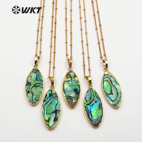 

pendant necklaces wt-jn030 wkt wholesale 10pcs/lot women natural abalone shell leaf shape with gold metal plated 18 inch link chains, Silver