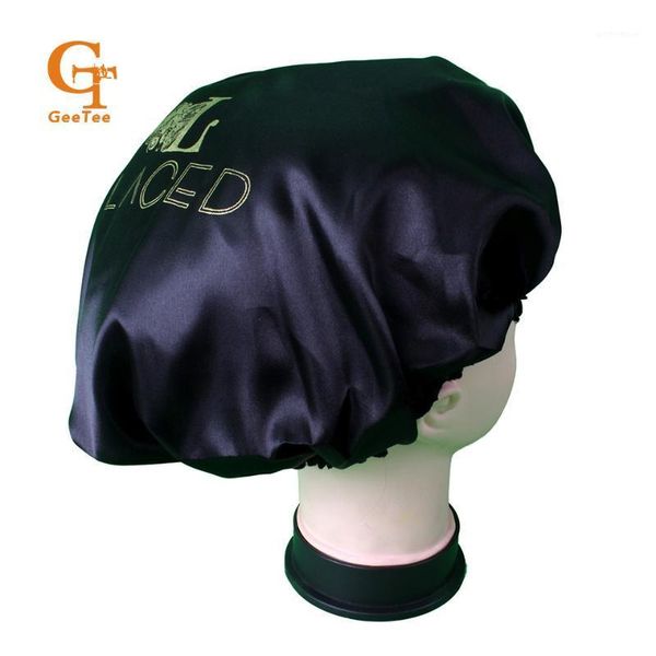 

shower caps custom shop name silk satin bonnet,luxury customized brand double layer virgin hair extensions/hair wigs sleep bonnet1