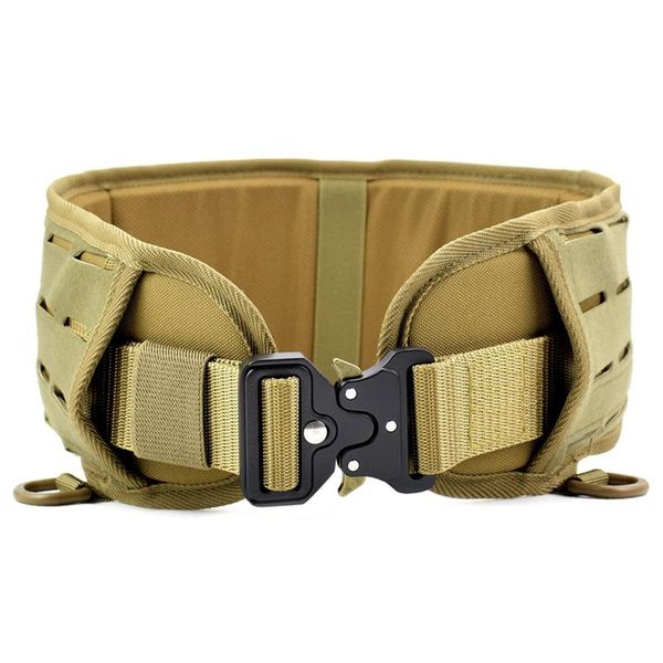 

waist support army molle tactical belt men padded belts combat girdle outdoor training hunting waistband, Black;gray