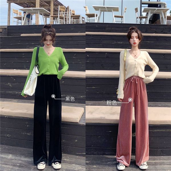 

new fashion pant women pant velvet pants air four-color 201109, Black;white