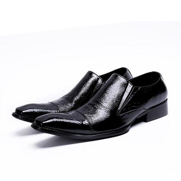 

black square toe business dress wedding men's leather shoes set foot personality low-shoes