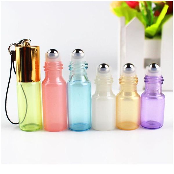 

20pcs l 5ml mini glass roll on bottle essential oils bottle refillable perfume sample glass vials with key chain trave qyllgt