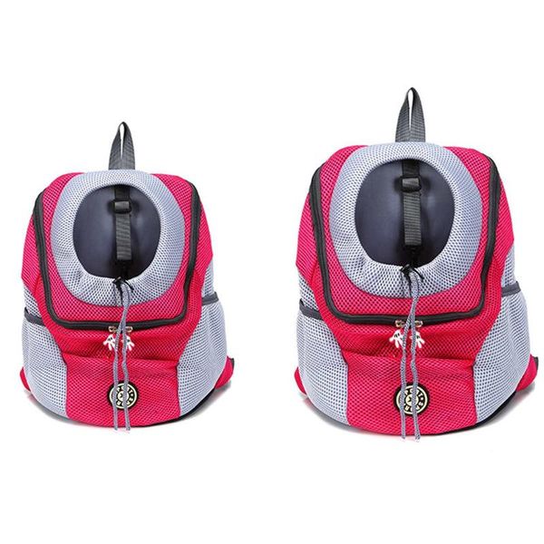 

s m newst out double shoulder portable travel backpack outdoor pet dog carrier bag pet dog front bag mesh backpack head