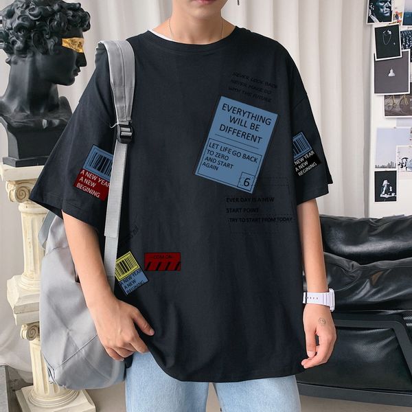 

new white blue oversized 2021 men's skateboard hip hop t shirt short sleeves streetwear tees tshirt 17ow, White;black