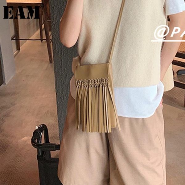 

cross body [eam] women mini suction buckle tassel bag pu leather personality all-match crossbody shoulder fashion tide 2021 18a1098