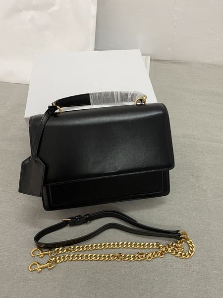 

solid color luxury design shoulder bag classic leather messenger bag with 4 slots and texture metal chain lady's bag 634723