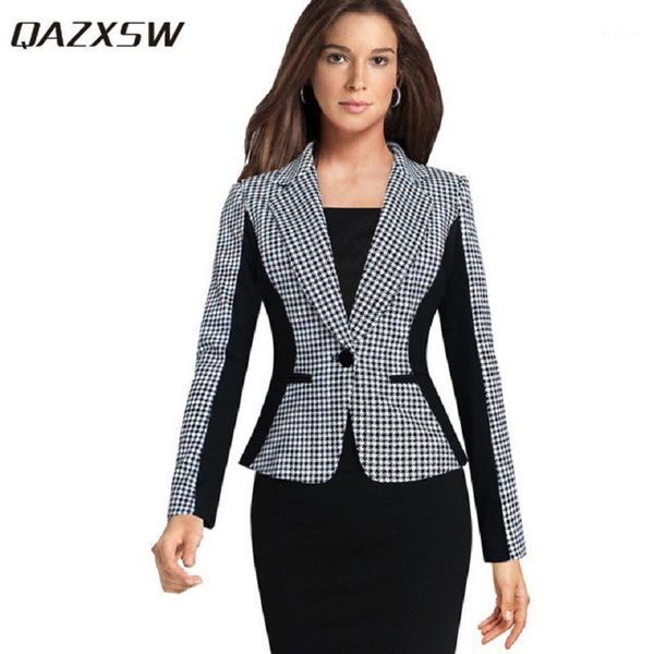 

qazxsw 2020 women blazers and jackets new long-sleeved thousand birds small women suit version slim ladies blazer yx88911, White;black