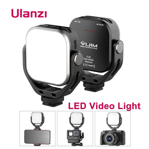 

ulanzi vijim vl66 led video light 2000mah battery with 360 rotation mount bracket 3200k-6500k mini pgraphy studio fill light