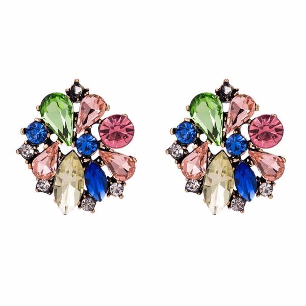 

stud qiaose 5colors crystal teardrop earrings for women fashion jewelry boho maxi collection accessories, Golden;silver
