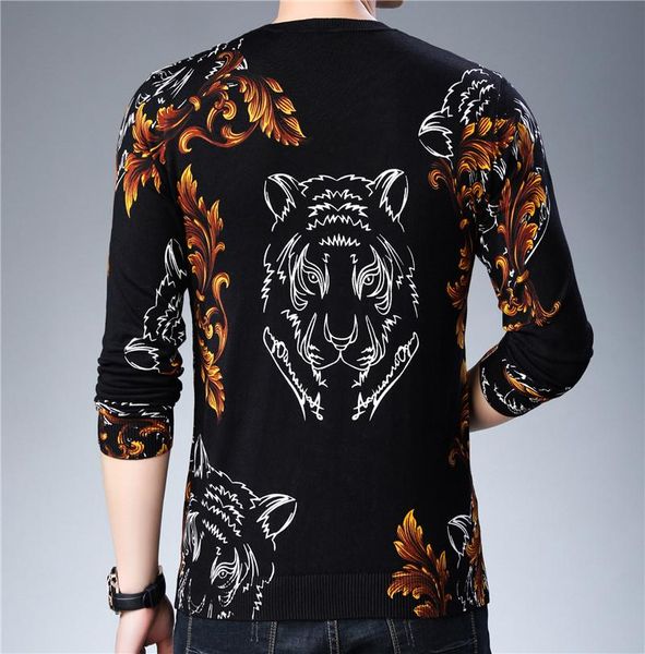 

2021 pullover patterntiger head print sweater herren designer kazak men masculino tricot knitted erkek homme autumn sweater nklsw, Black