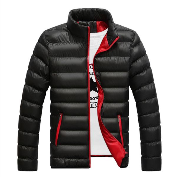 

new men winter warm out wear men's long sleeve stand collar cotton business casual zipper cotton jacket homme parka coats 4xl x1025, Black;brown