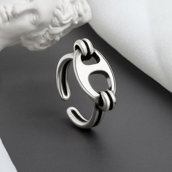 

kofsac trendy 925 sterling silver ring for women jewelry vintage thai silver hollow oval rings lady simple party accessories, Golden;silver