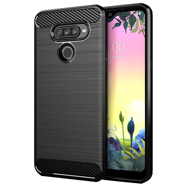 

углеродного волокна текстура противоударный защитная крышка slim fit soft tpu силиконовый чехол для lg k50s