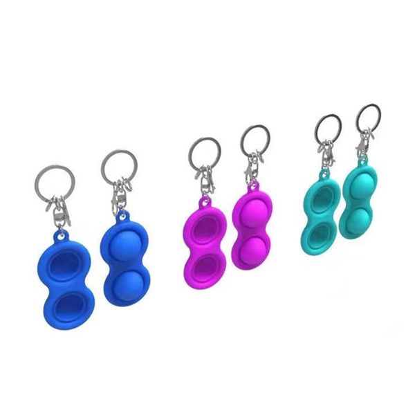 

2021 kids push pop bubble fidget sensory keyring autism special needs stress reliever toys fidget simple dimple toy key chain gifts gg12903