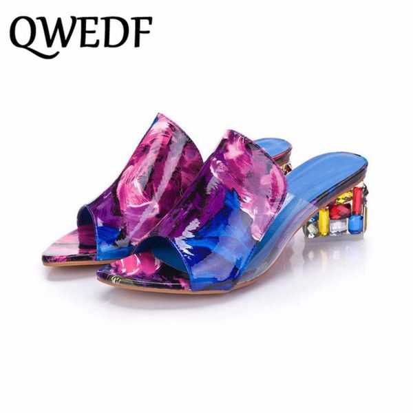 

dress shoes brand large sizes 41 elegant crystals chunky heels summer women's woman sandals leisure slippers thick heel feminino x2-82, Black