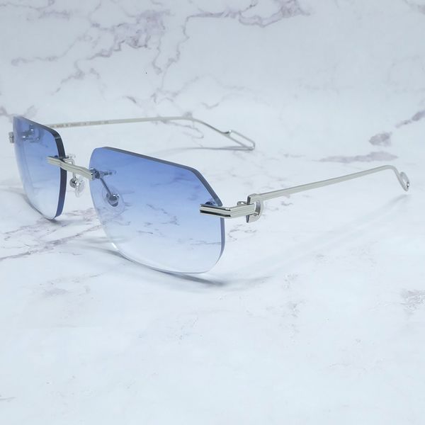 

2021 new rimless eyeglasses fashion transparent eyewear desinger clear gold frame espejuelos mujer sun glasses for women grwm, White;black