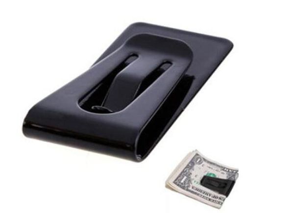

slim money wallet clip clamp card stainless steel holder credit name card holder 2021, Black