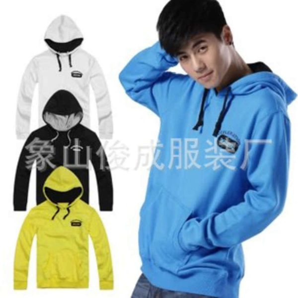 

advertising pure color men's plush hooded shirt sports coat long sleeve sweater autumn and winter new men, Gray