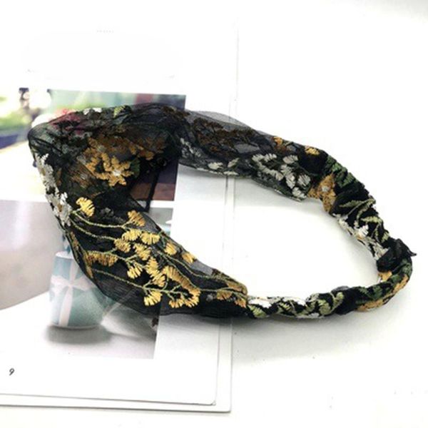 

lady vintage hairband wide hair bands for washing face embroidery lace flower headband women elastic hair ribbon hair accessory q jlluat